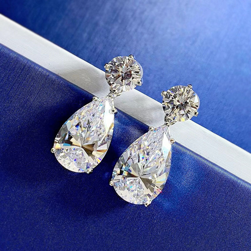 Velirella Sparkle Pear Cut Women's Earrings In Brass - Velirellajewelry