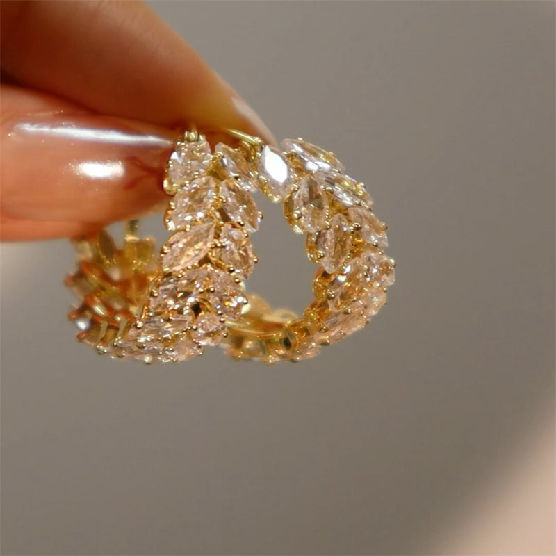 Velirella Exquisite Marquise Cut Women's Earrings In Brass - Velirellajewelry
