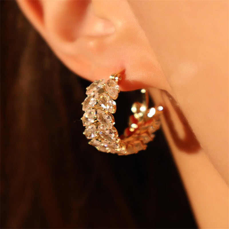 Velirella Exquisite Marquise Cut Women's Earrings In Brass - Velirellajewelry