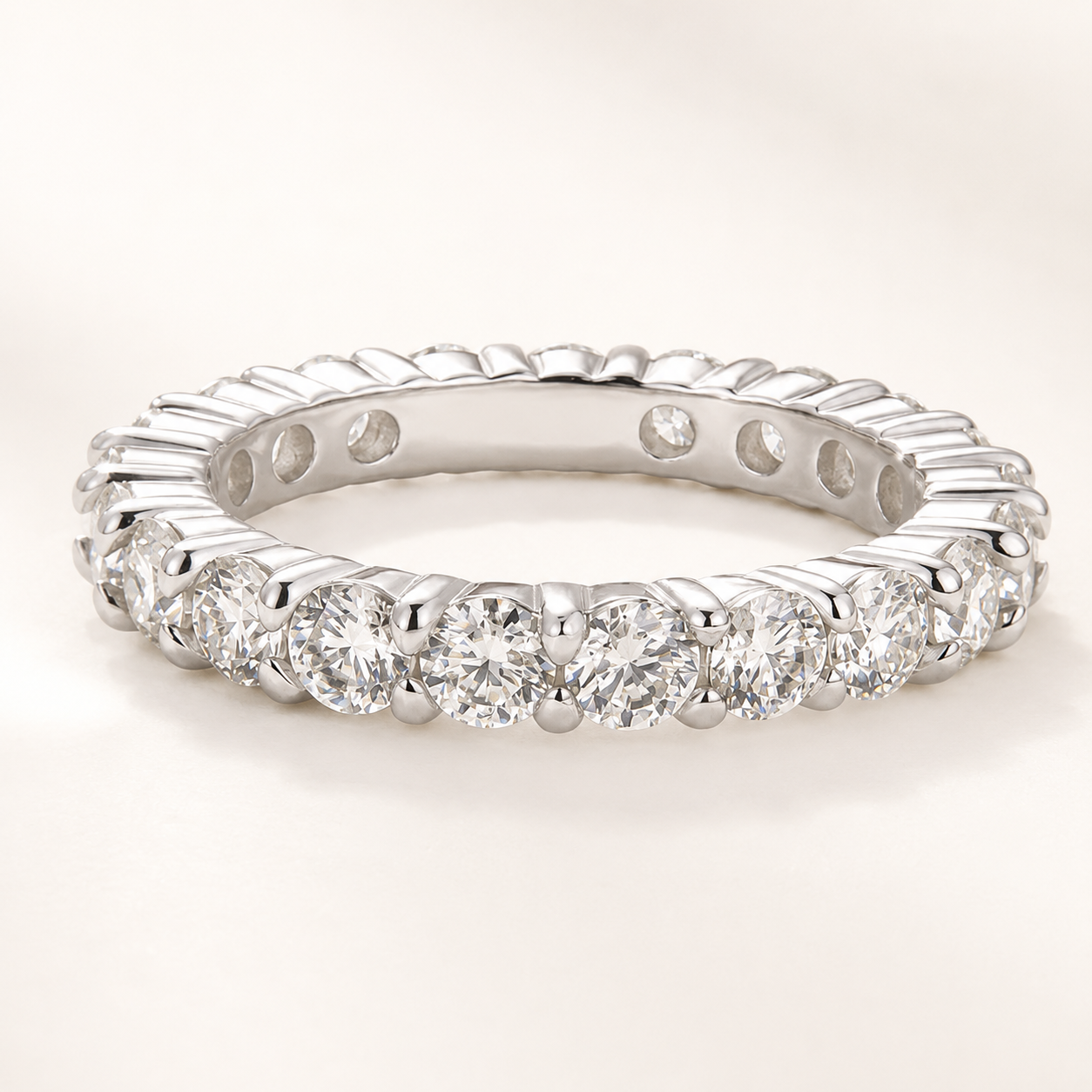 Moissanite 2.5 Ct Round Cut Eternity Women's Band Everyday Wearable Ring