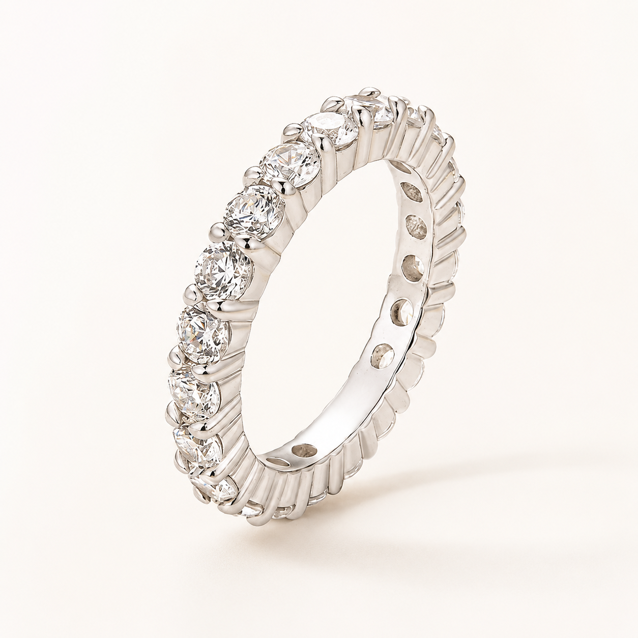 1.8 Ct Round Cut Simulated Diamond Eternity Stackable Wedding Band for Women