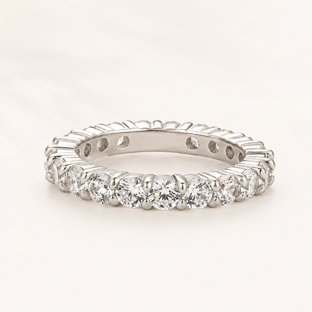 1.8 Ct Round Cut Simulated Diamond Eternity Stackable Wedding Band for Women