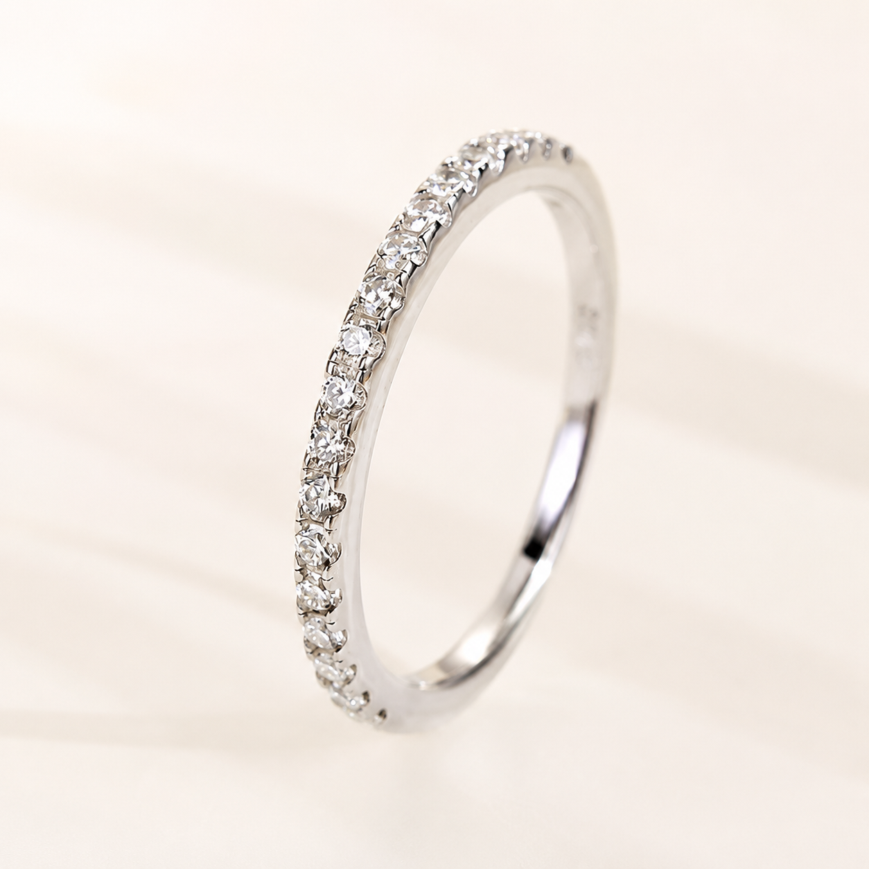 0.5 Ct Round Cut Moissanite Half Eternity Thin Stackable Wedding Band for Women