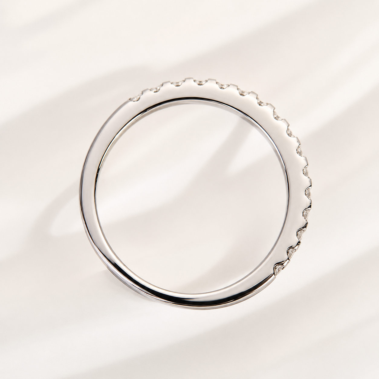 0.5 Ct Round Cut Moissanite Half Eternity Thin Stackable Wedding Band for Women
