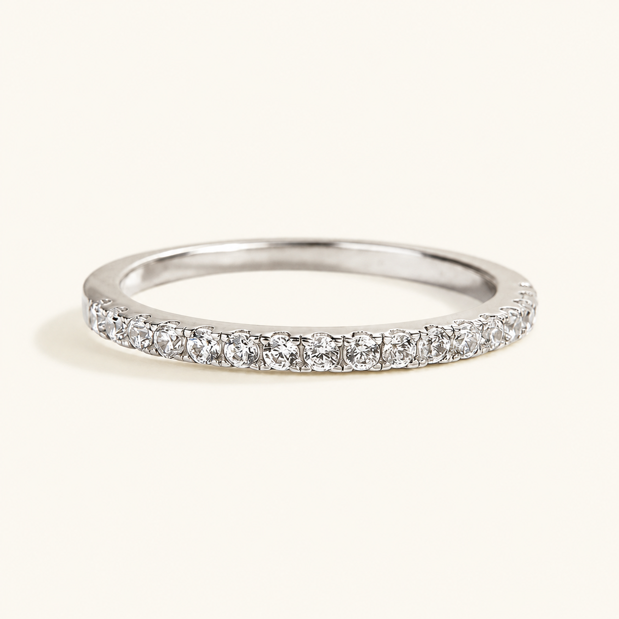 0.5 Ct Round Cut Simulated Diamond Half Eternity Thin Stackable Band for Women