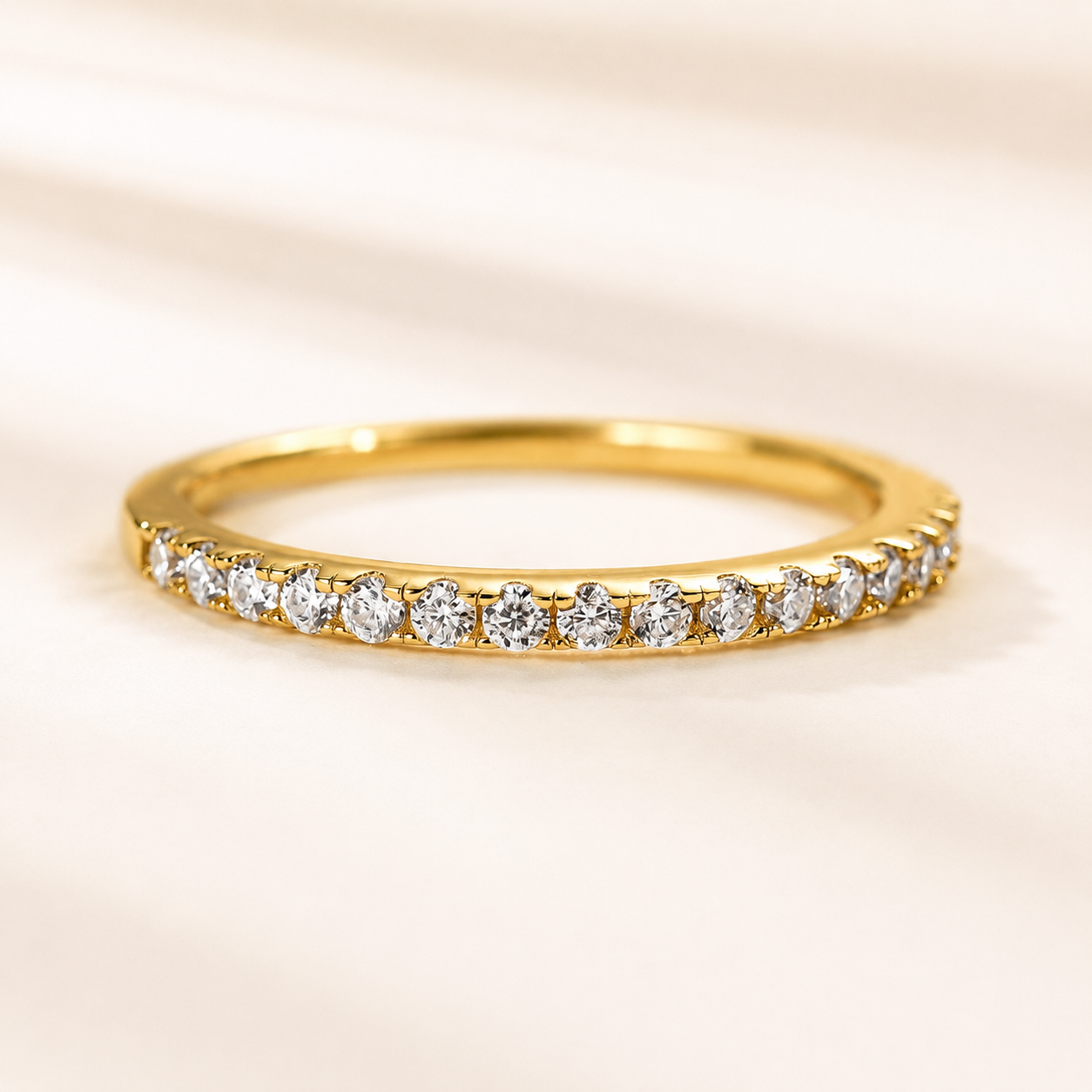 0.5 Ct Round Cut Moissanite Half Eternity Thin Stackable Wedding Band for Women