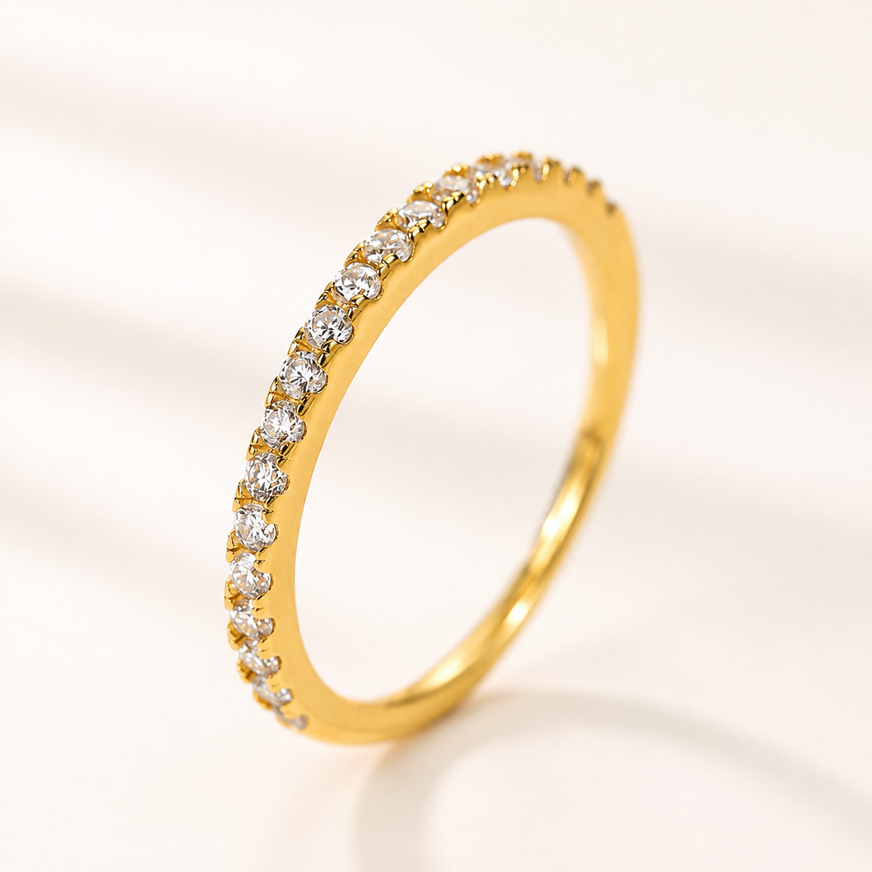 0.5 Ct Round Cut Moissanite Half Eternity Thin Stackable Wedding Band for Women
