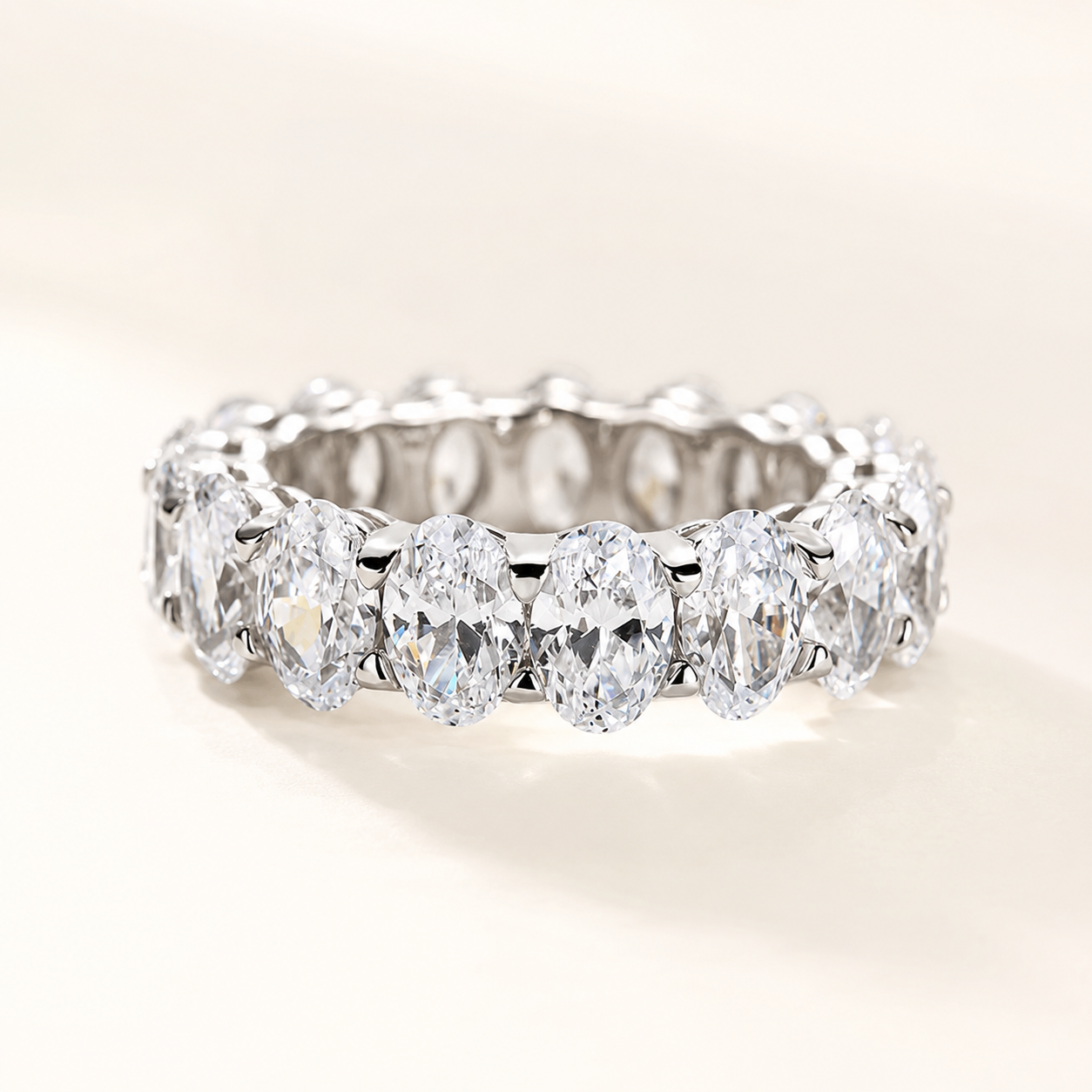 8.5 Ct Oval Cut Simulated Diamond Eternity Stackable Band for Women