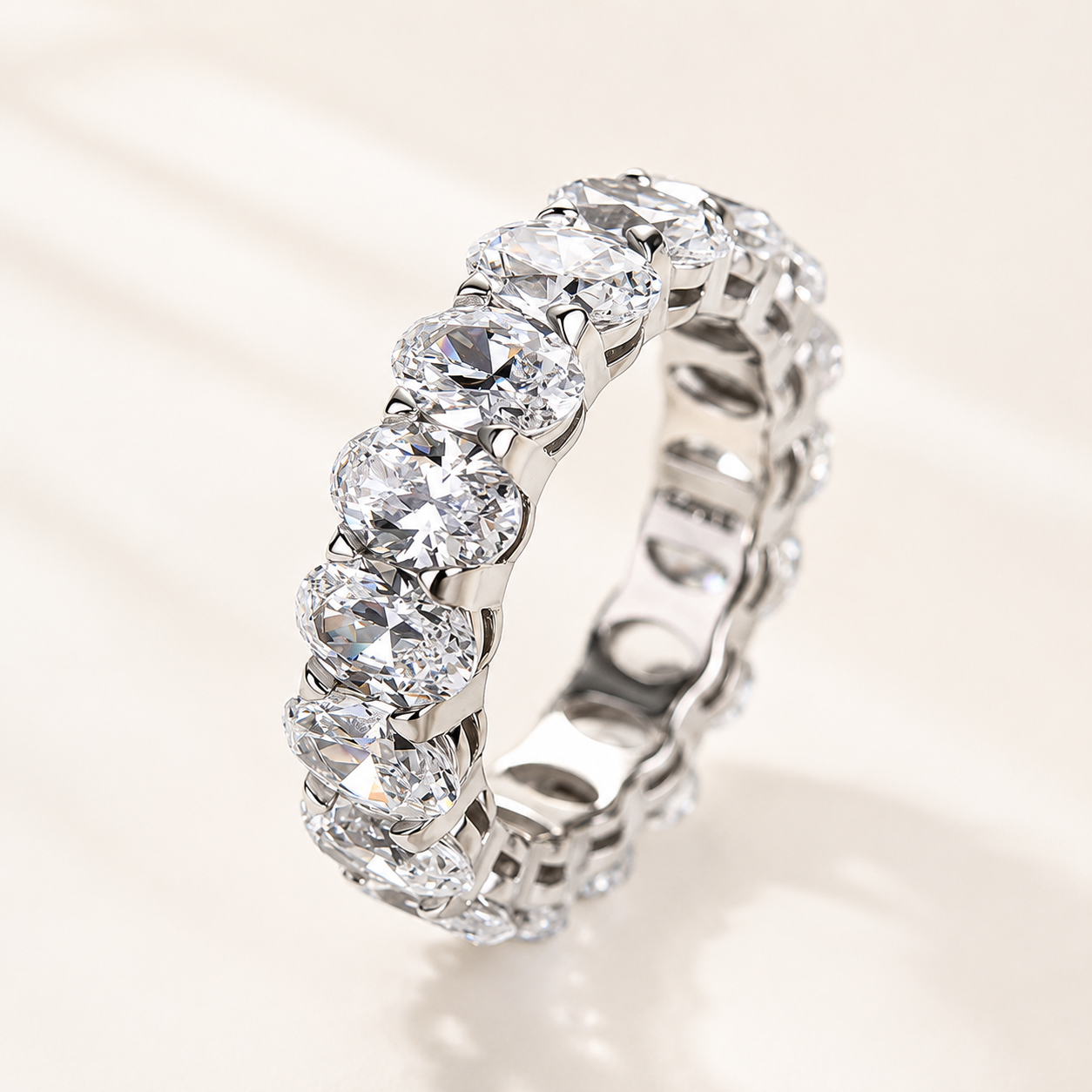 8.5 Ct Oval Cut Simulated Diamond Eternity Stackable Band for Women