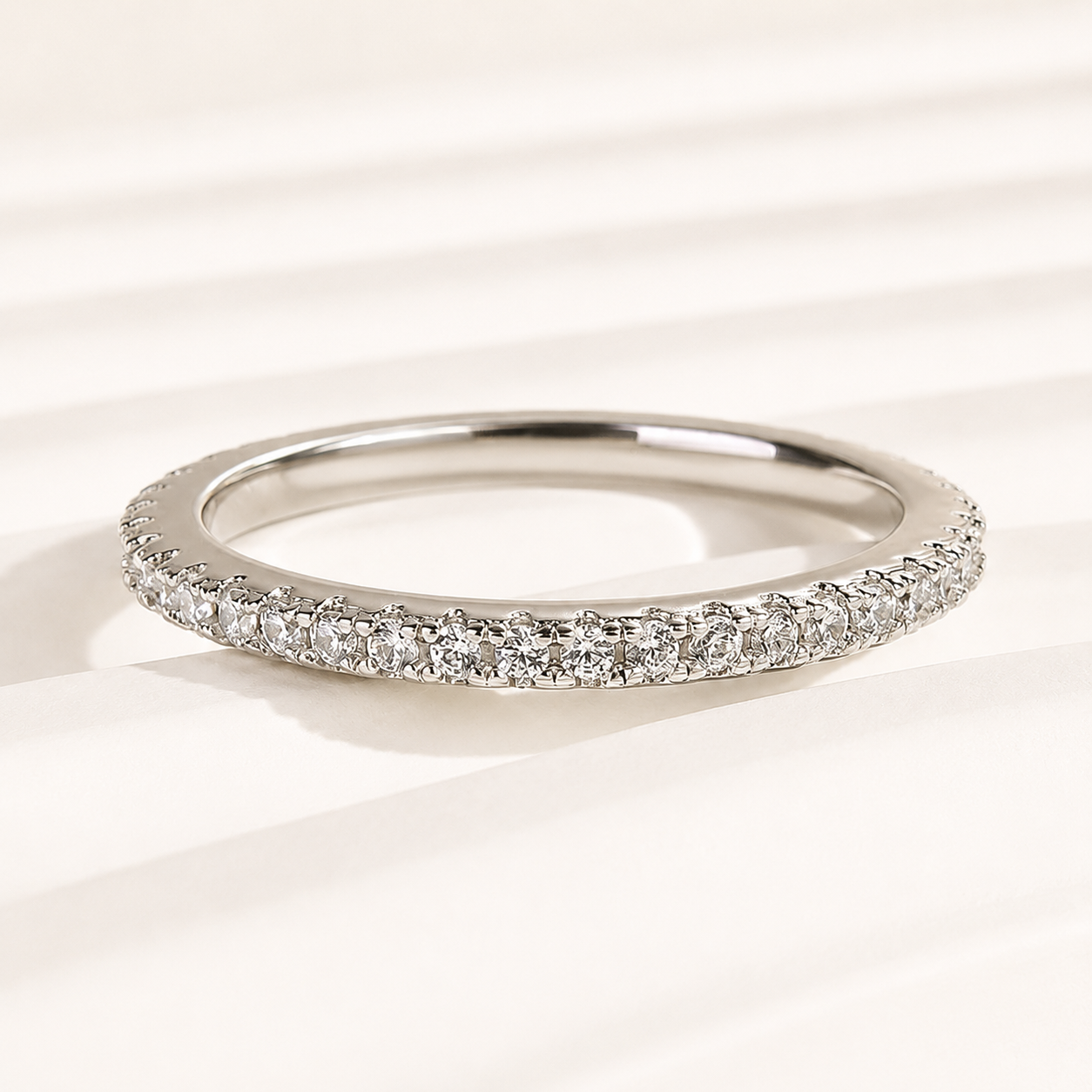 0.5 Ct Round Cut Classic Full Eternity Thin Band For Women