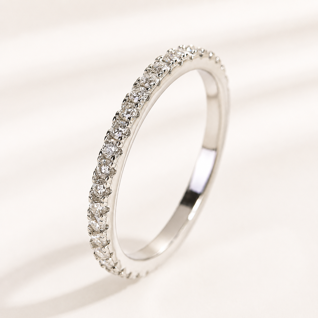 0.5 Ct Round Cut Classic Full Eternity Thin Band For Women
