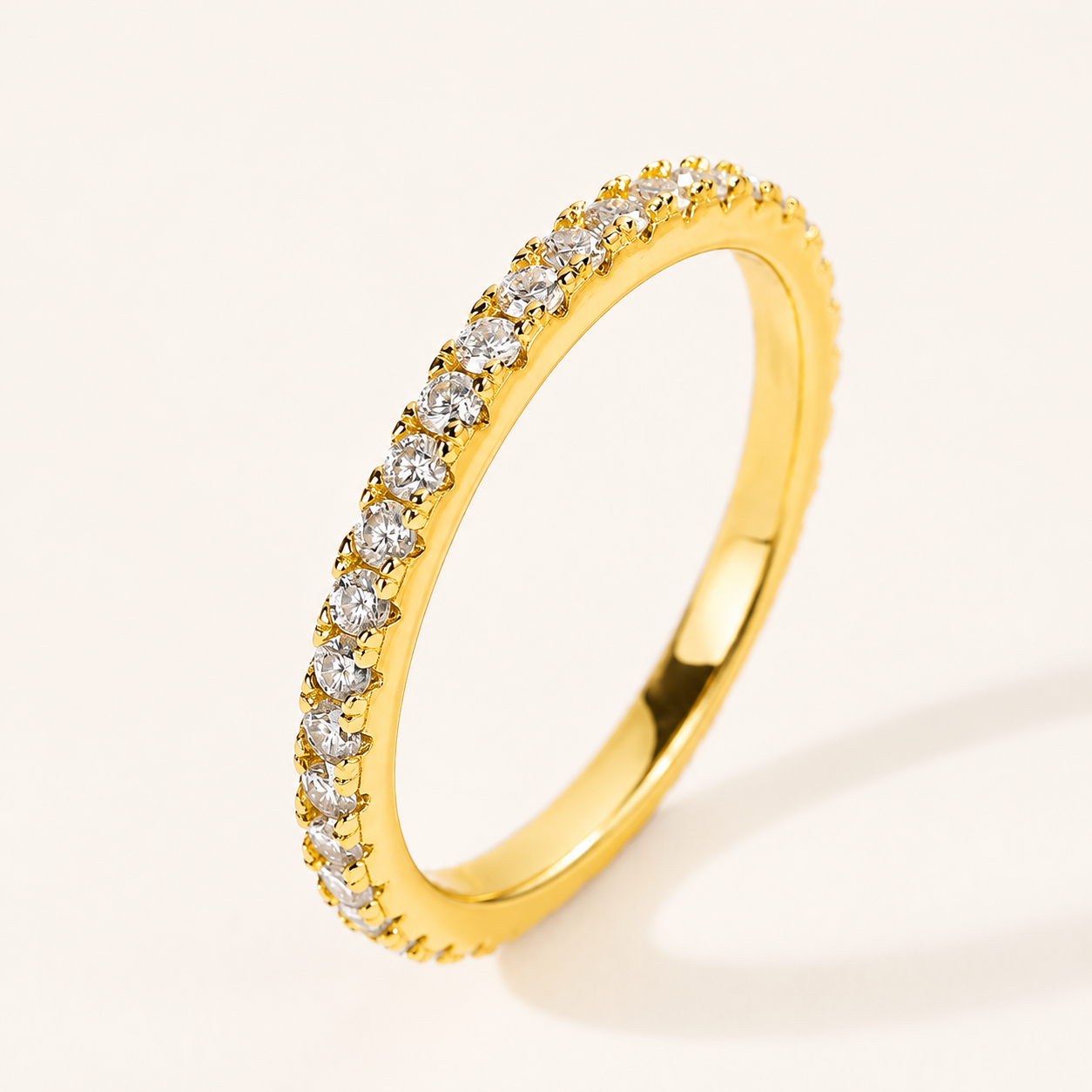 0.5 Ct Round Cut Moissanite Full Eternity Thin Everyday Band for Women