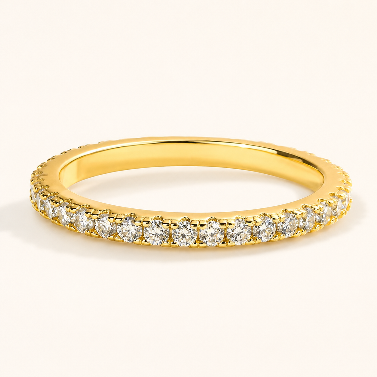 0.5 Ct Round Cut Moissanite Full Eternity Thin Everyday Band for Women