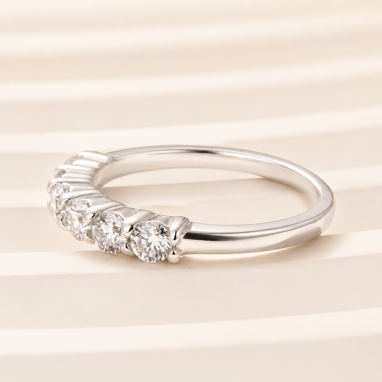 Moissanite Classic 0.7Ct Round Cut Stackable Band