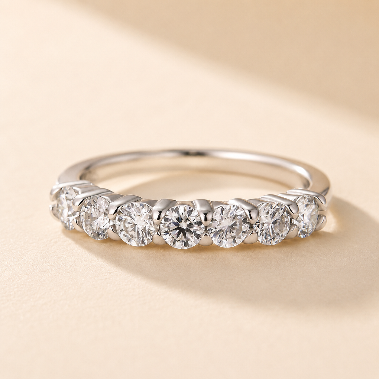 Moissanite Classic 0.7Ct Round Cut Stackable Band