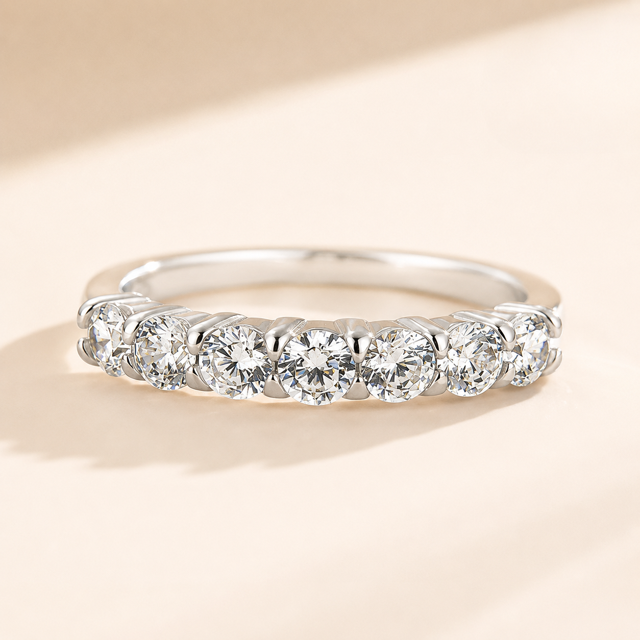 Classic 0.7Ct Round Cut Half Eternity Everyday Band