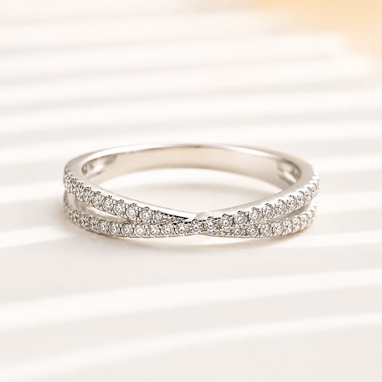 0.5Ct Round Cut X Criss Cross Stackable Band for Women