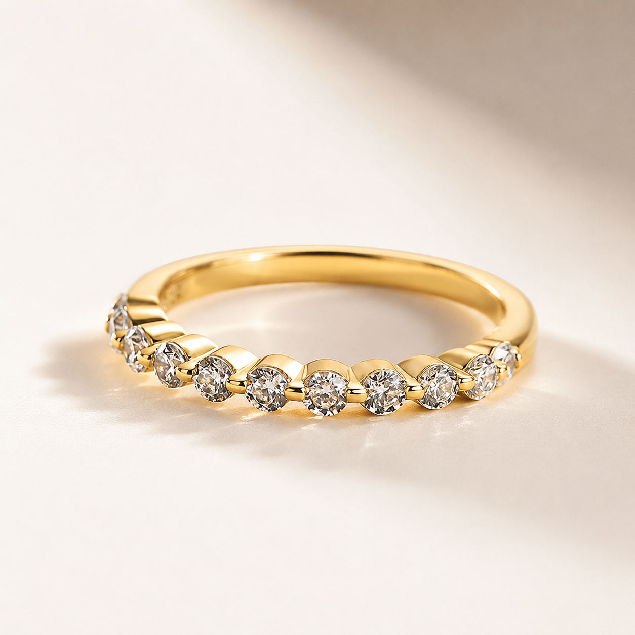 Classic 0.4Ct Round Cut Thin Half Eternity Band for Women