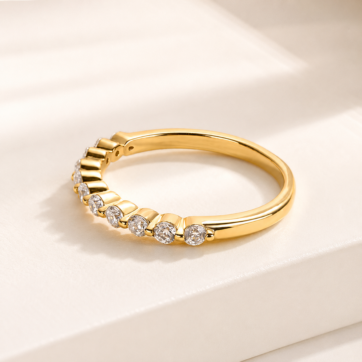 Classic 0.4Ct Round Cut Thin Half Eternity Band for Women