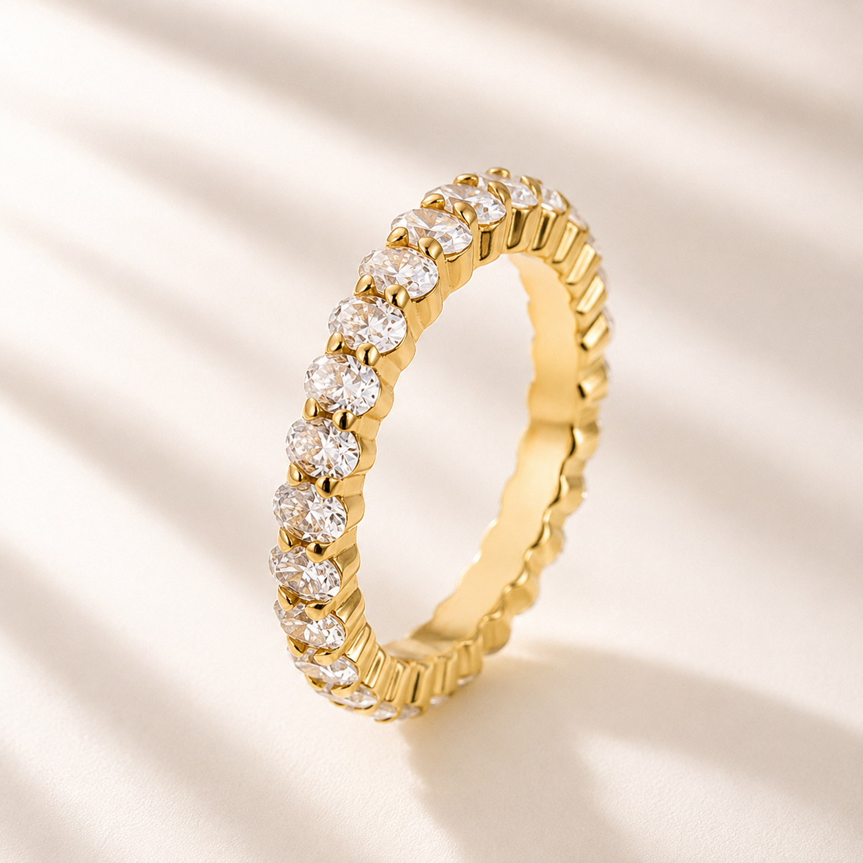 Moissanite 3.0 Ct Oval Cut Stackable Ring Full Eternity Band for Women