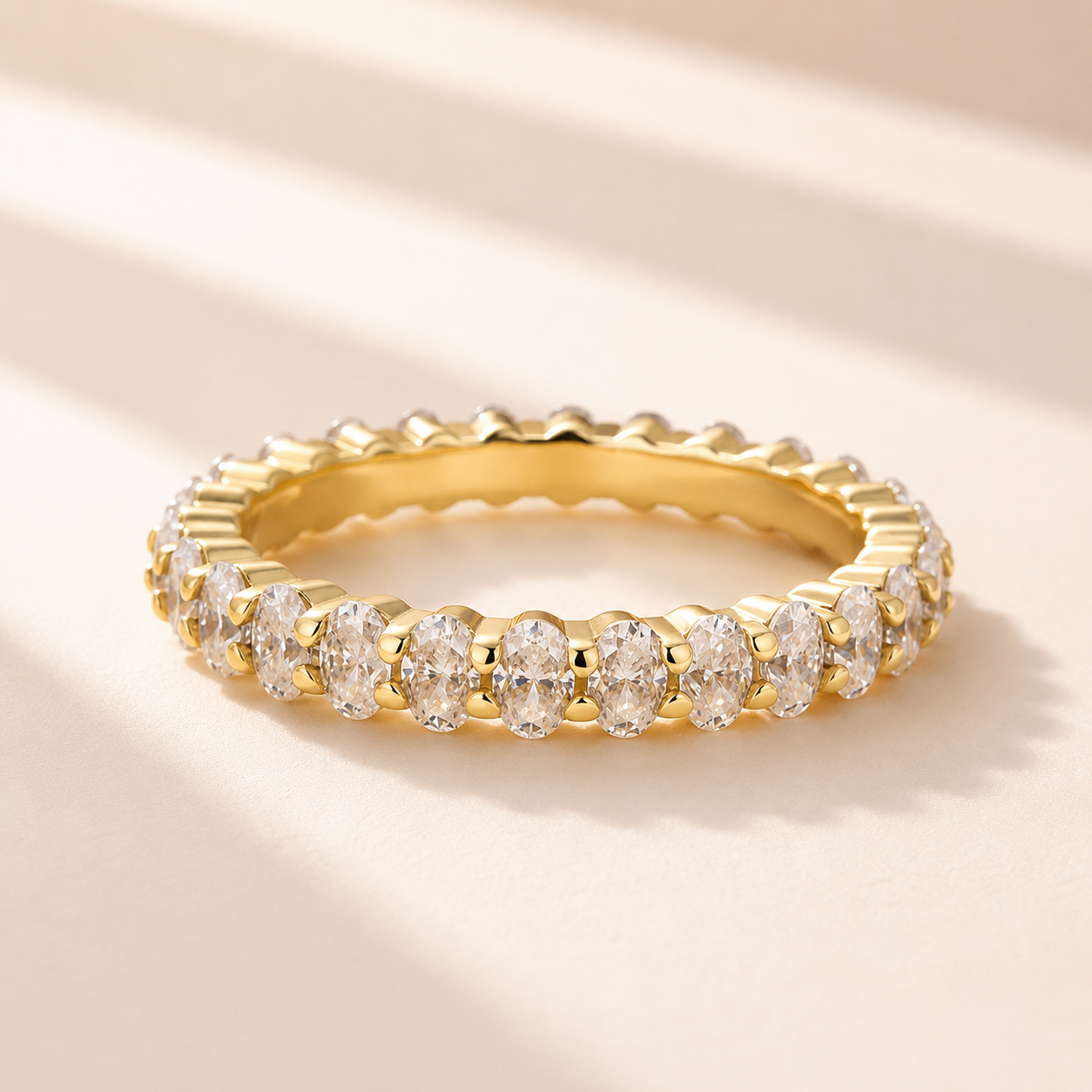 Moissanite 3.0 Ct Oval Cut Stackable Ring Full Eternity Band for Women