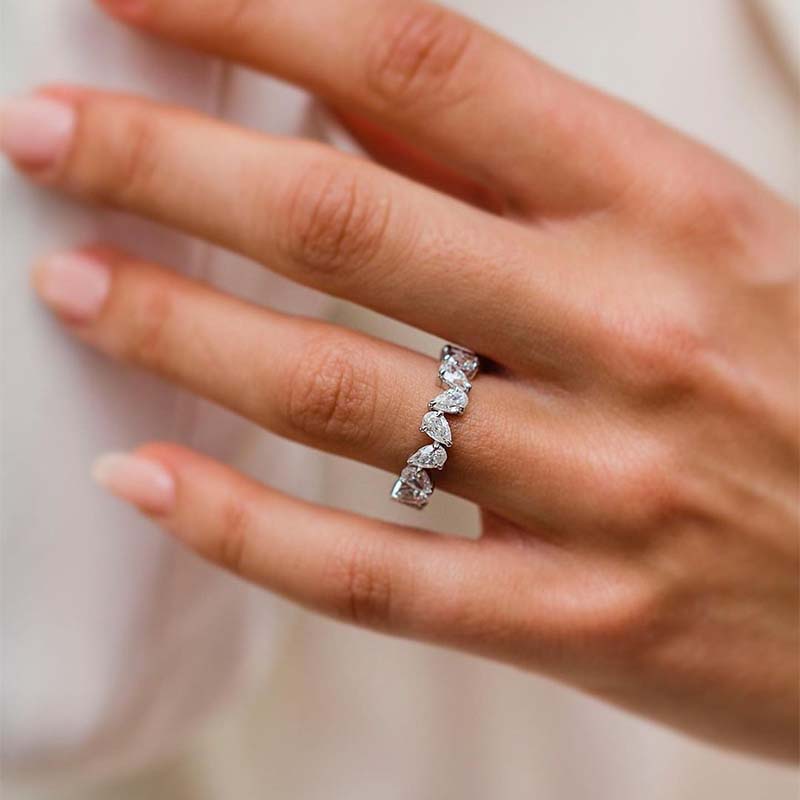 4.0Ct Unique Full Eternity Pear Cut Women's Everday Bands