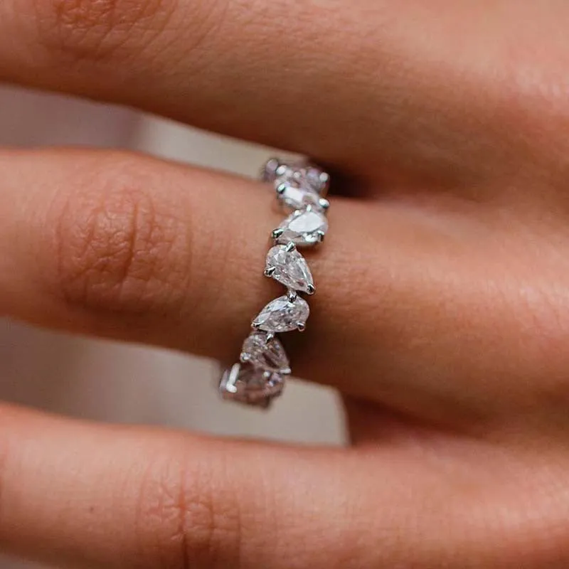 4.0Ct Unique Full Eternity Pear Cut Women's Everday Bands