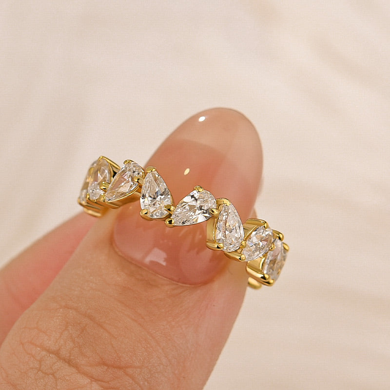 Velirella Unique Full Pear Cut Women's Wedding Band - Velirellajewelry