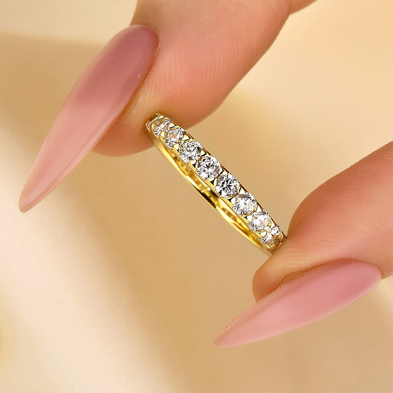 Velirella Exquisite Half Round Cut Women's Wedding Band - Velirellajewelry