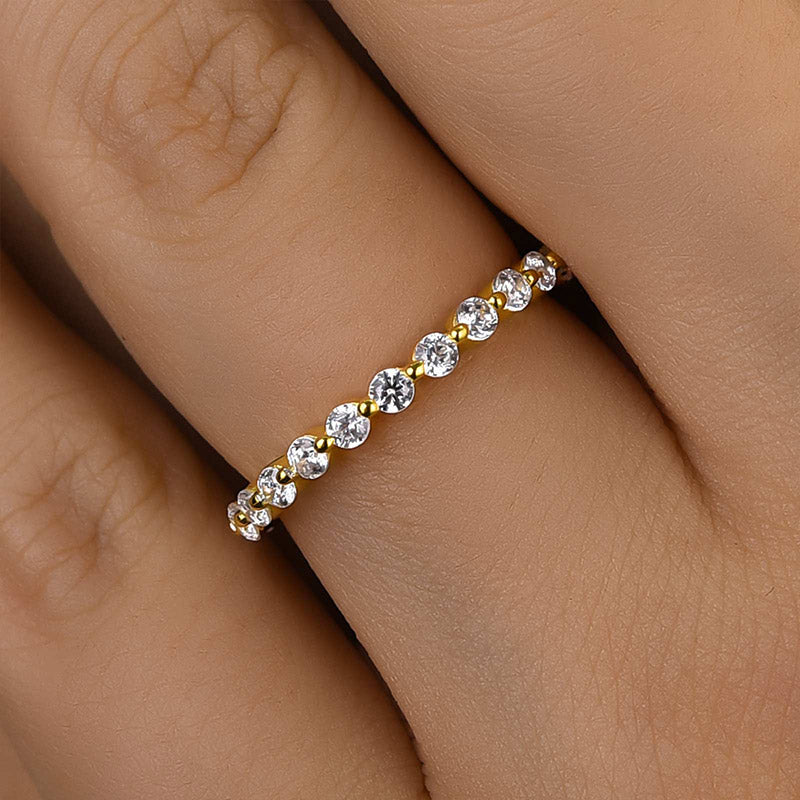 Velirella Classic Full Round Cut Wedding Band - Velirellajewelry