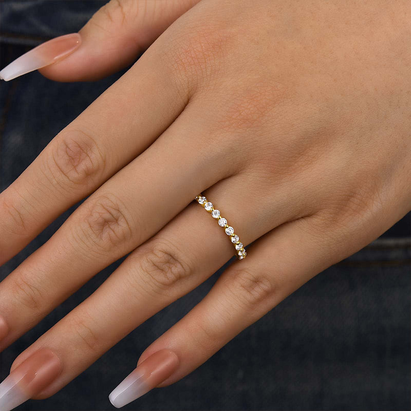 Velirella Classic Full Round Cut Wedding Band - Velirellajewelry