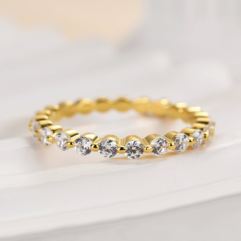 Velirella Classic Full Round Cut Wedding Band - Velirellajewelry