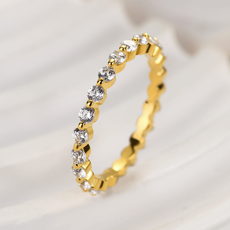 Velirella Classic Full Round Cut Wedding Band - Velirellajewelry