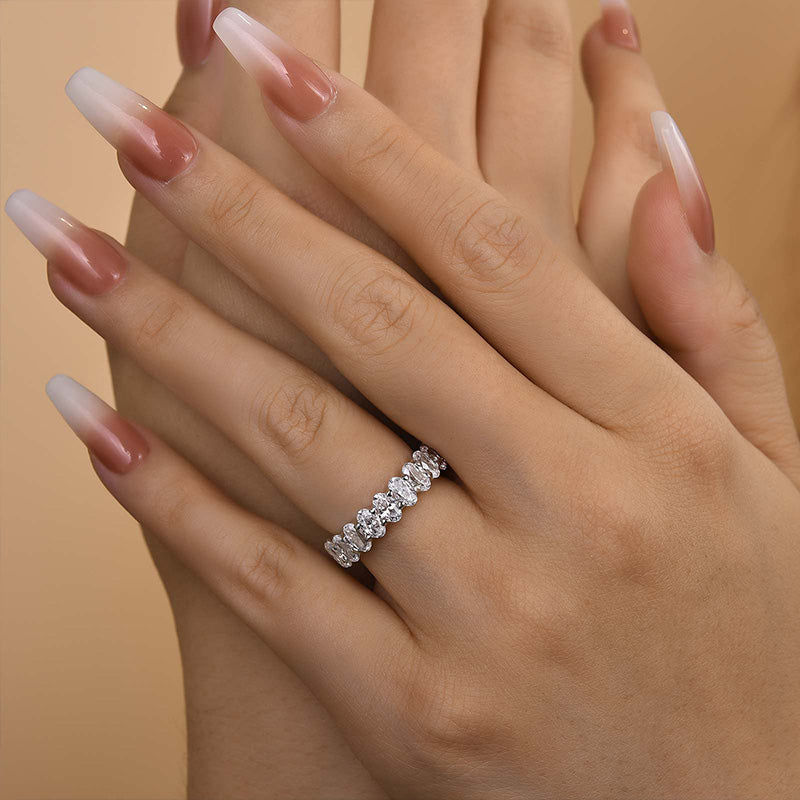 Velirella Full Oval Cut Simulated Diamond Wedding Band - Velirellajewelry