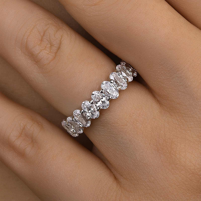 Velirella Full Oval Cut Simulated Diamond Wedding Band - Velirellajewelry