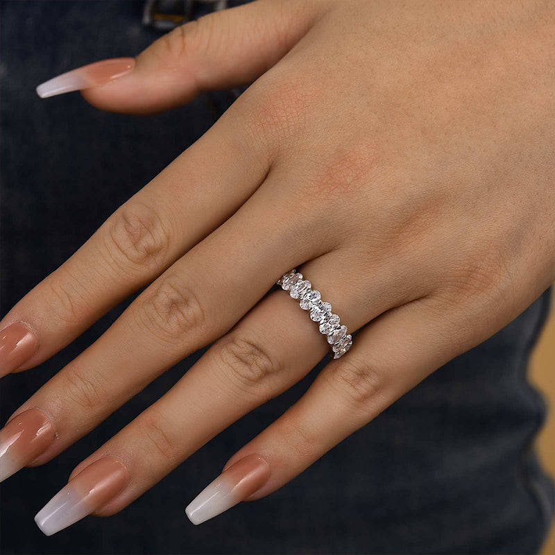 Velirella Full Oval Cut Simulated Diamond Wedding Band - Velirellajewelry