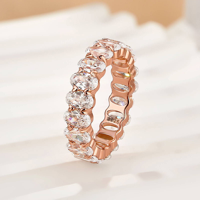 Velirella Full Oval Cut Simulated Diamond Wedding Band - Velirellajewelry
