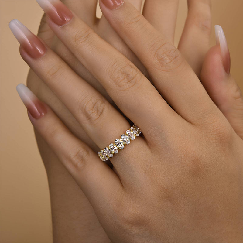 Velirella Full Oval Cut Simulated Diamond Wedding Band - Velirellajewelry