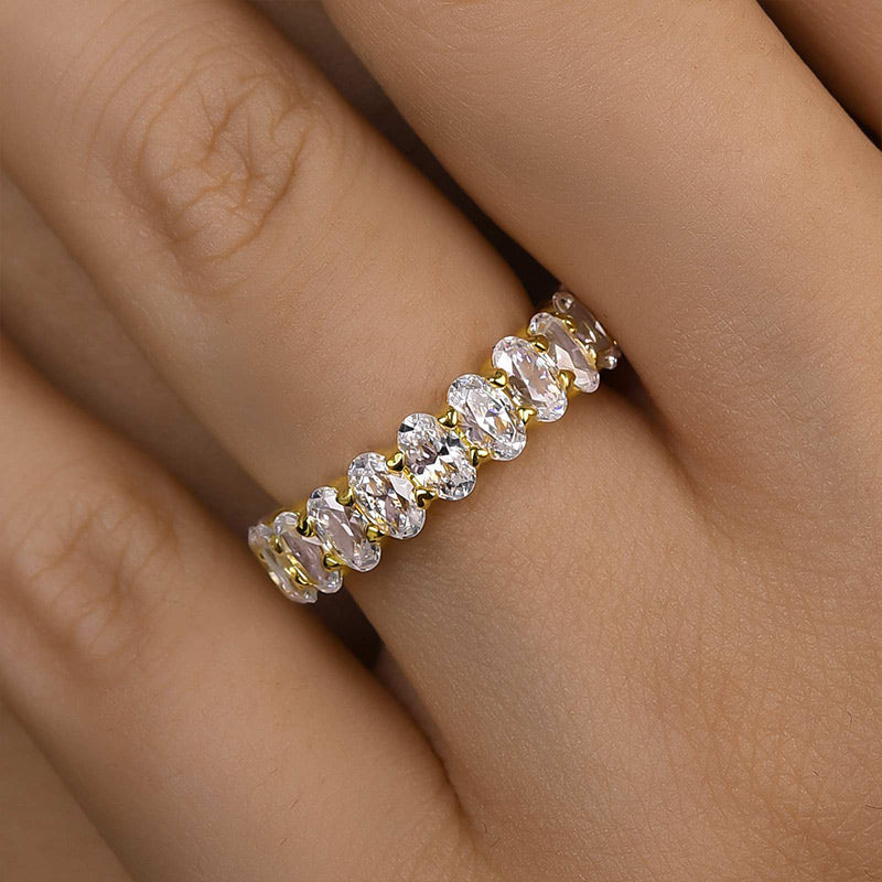 Velirella Full Oval Cut Simulated Diamond Wedding Band - Velirellajewelry