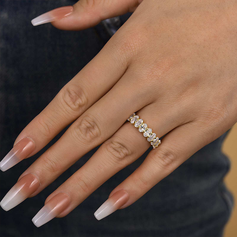 Velirella Full Oval Cut Simulated Diamond Wedding Band - Velirellajewelry