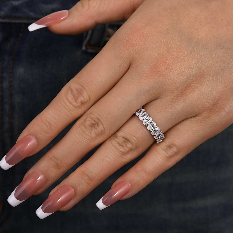 Velirella Half Oval Cut Simulated Diamond Wedding Band - Velirellajewelry