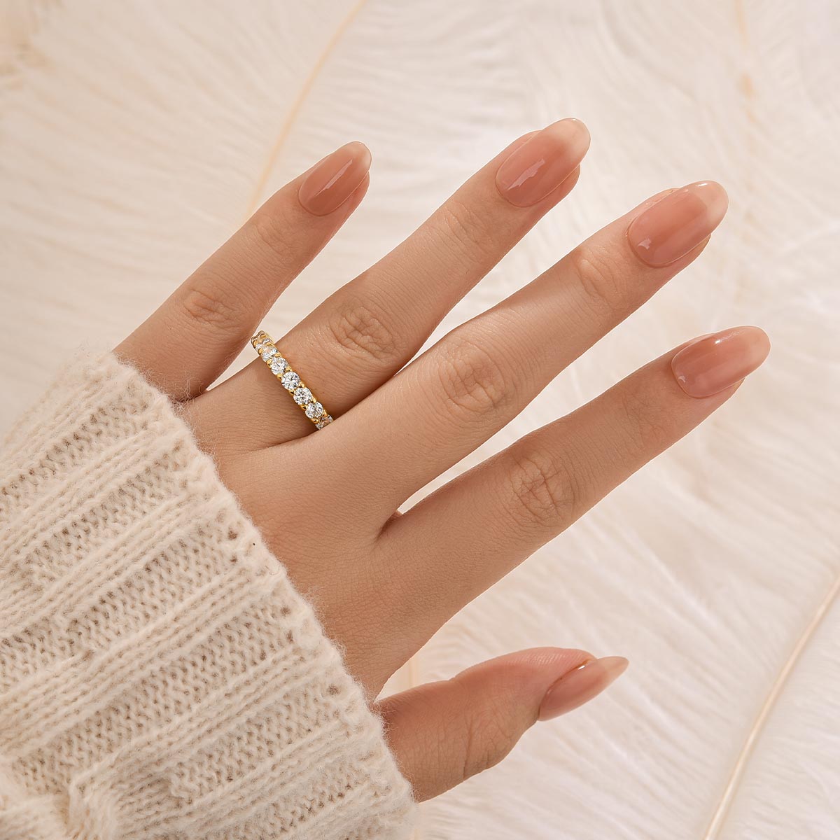 Velirella Classic Half Eternity Round Cut Wedding Band - Velirellajewelry