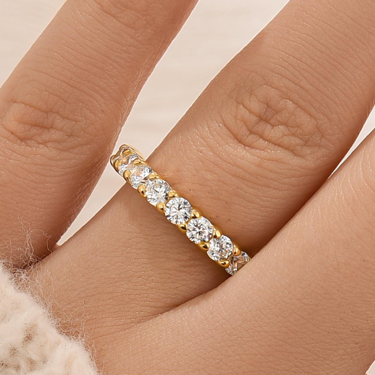 Velirella Classic Half Eternity Round Cut Wedding Band - Velirellajewelry