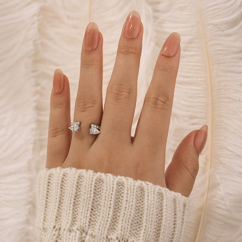 Velirella Classic Pear Cut Open Wedding Band In Brass - Velirellajewelry