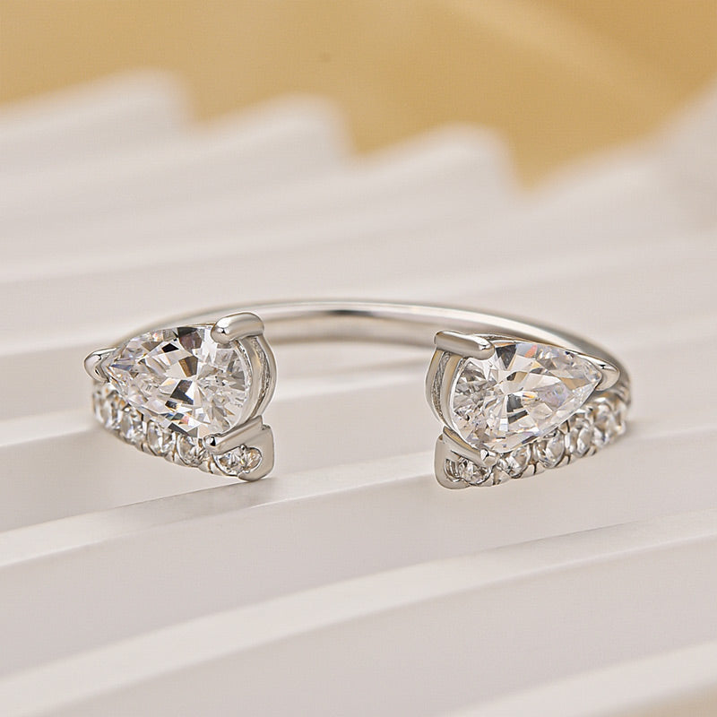 Velirella Classic Pear Cut Open Wedding Band In Brass - Velirellajewelry