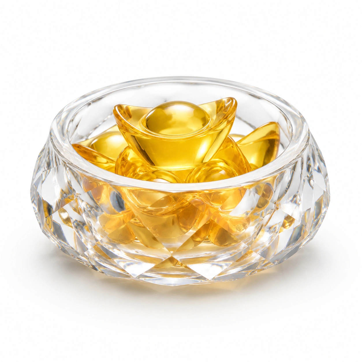 Kristallschale mit Goldbarren Dekor