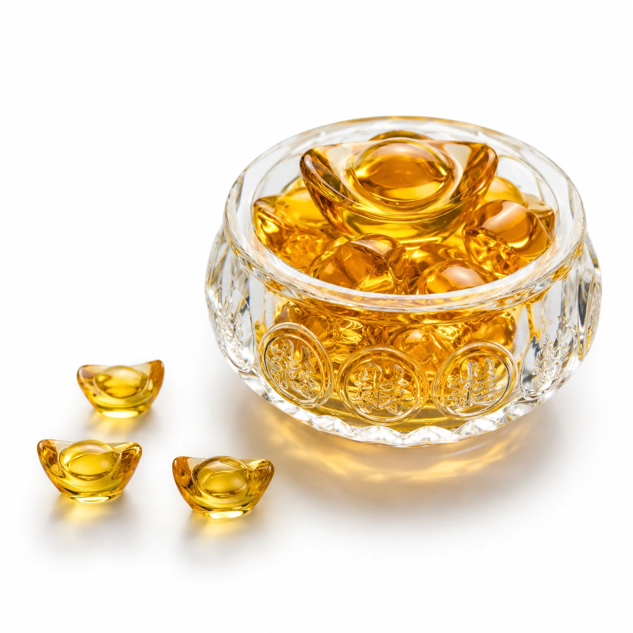 Glas Schale mit Goldsymbol Dekor