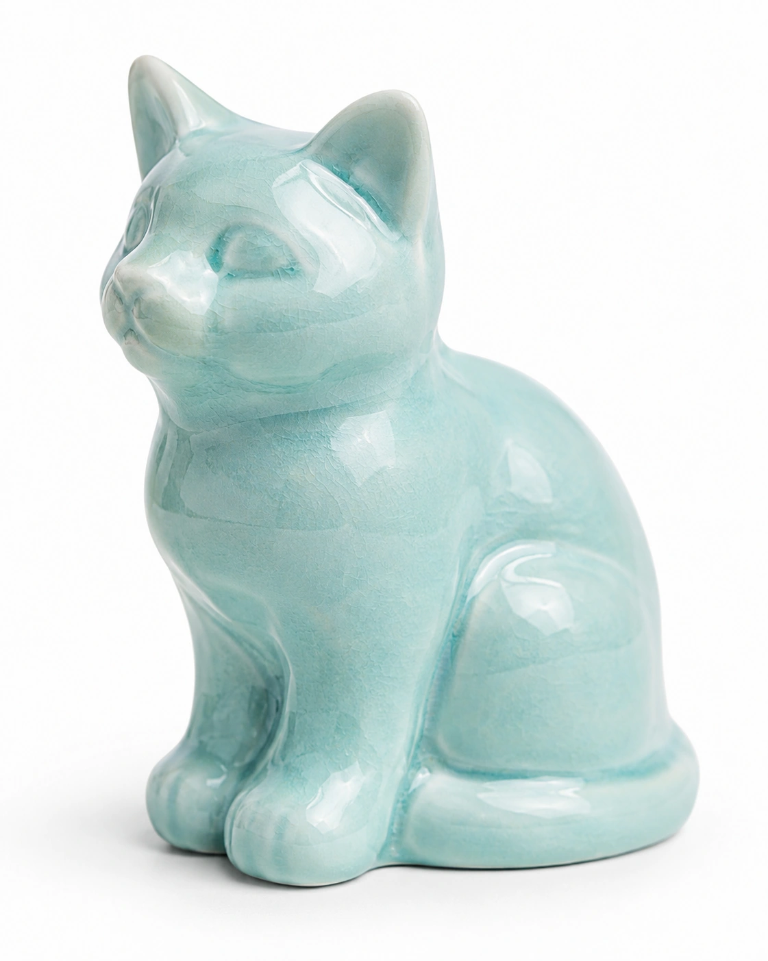Keramik Katzenfigur Pastellblau
