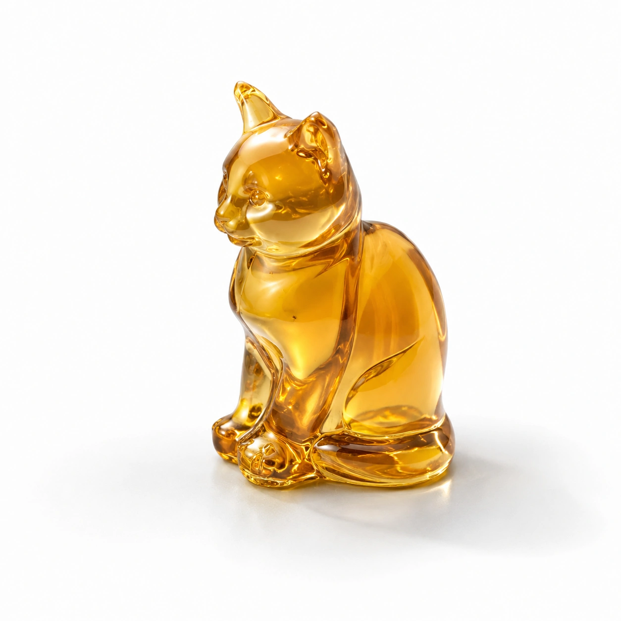 Bernsteinfarbene Katzenfigur