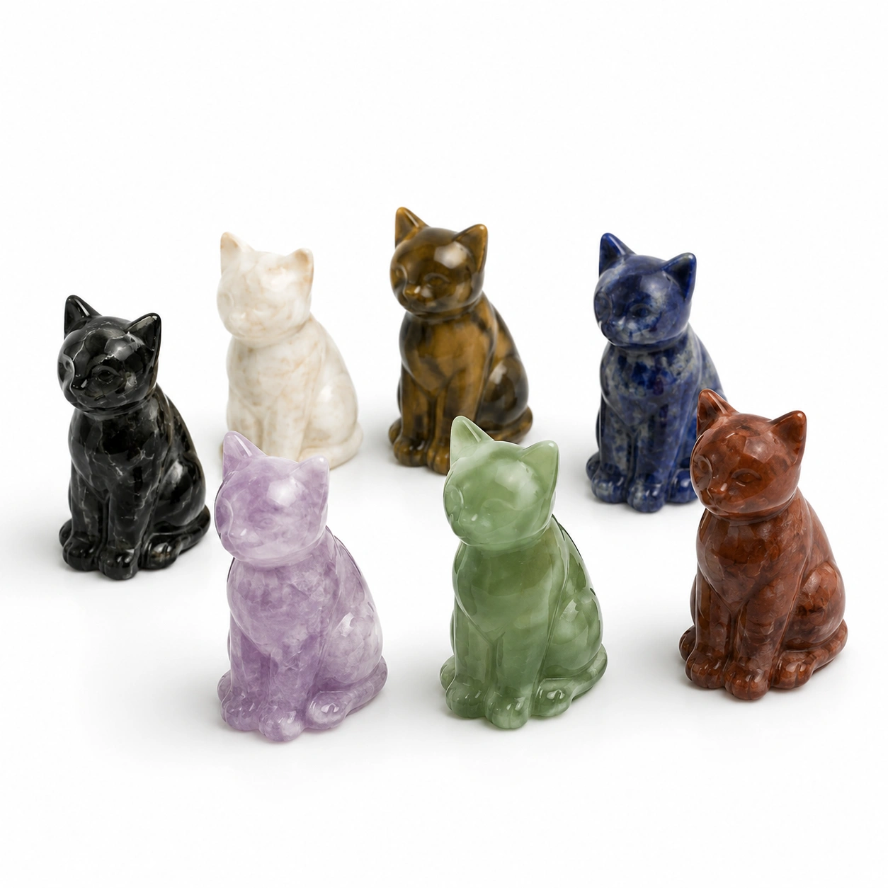 Edelstein Katzenfigur Set 6er